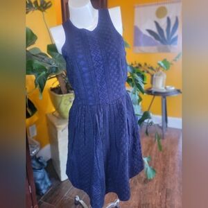 Superdry Navy Eloise Schiffli Cotton Racer Dress